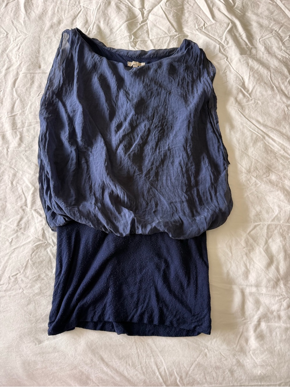 Sleeveless Layered Navy Tank Top